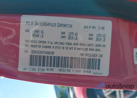 2007 Dodge Charger Rt from USA, damaged, VIN 2B3KA53H97H686499